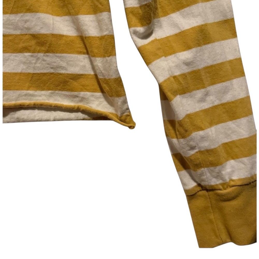 Brandy Melville Mustard Yellow Striped Long Sleeve Tee Italy Y2K Skater Coastal - Picture 4 of 7
